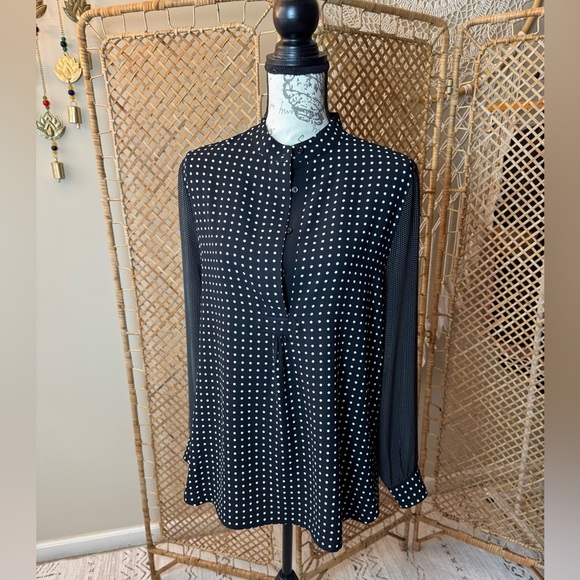 Anne Klein Polka Dot black and white Blouse - Picture 2 of 14